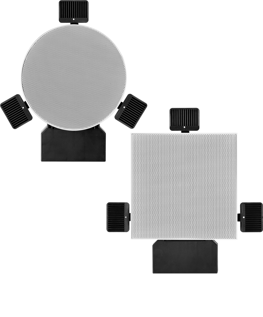 Loa tích hợp hai đường tiếng không viền với góc phân tán 80°. Loa trầm 6,5” + loa tweeter vòm 1“ có ống dẫn sóng, công suất 120 watt.