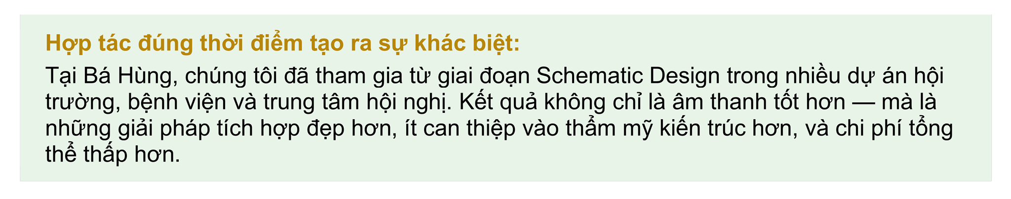 7. Vai trò của nhà tích hợp trong hành trình acoustic của kiến trúc sư