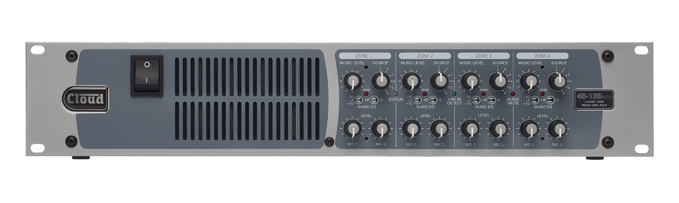 Cloud 46-120MK2: Mixer Amp 4 Vùng (4x120W) | Lo-Z/Hi-Z, Power Sharing 240W & Digital Paging/Ethernet